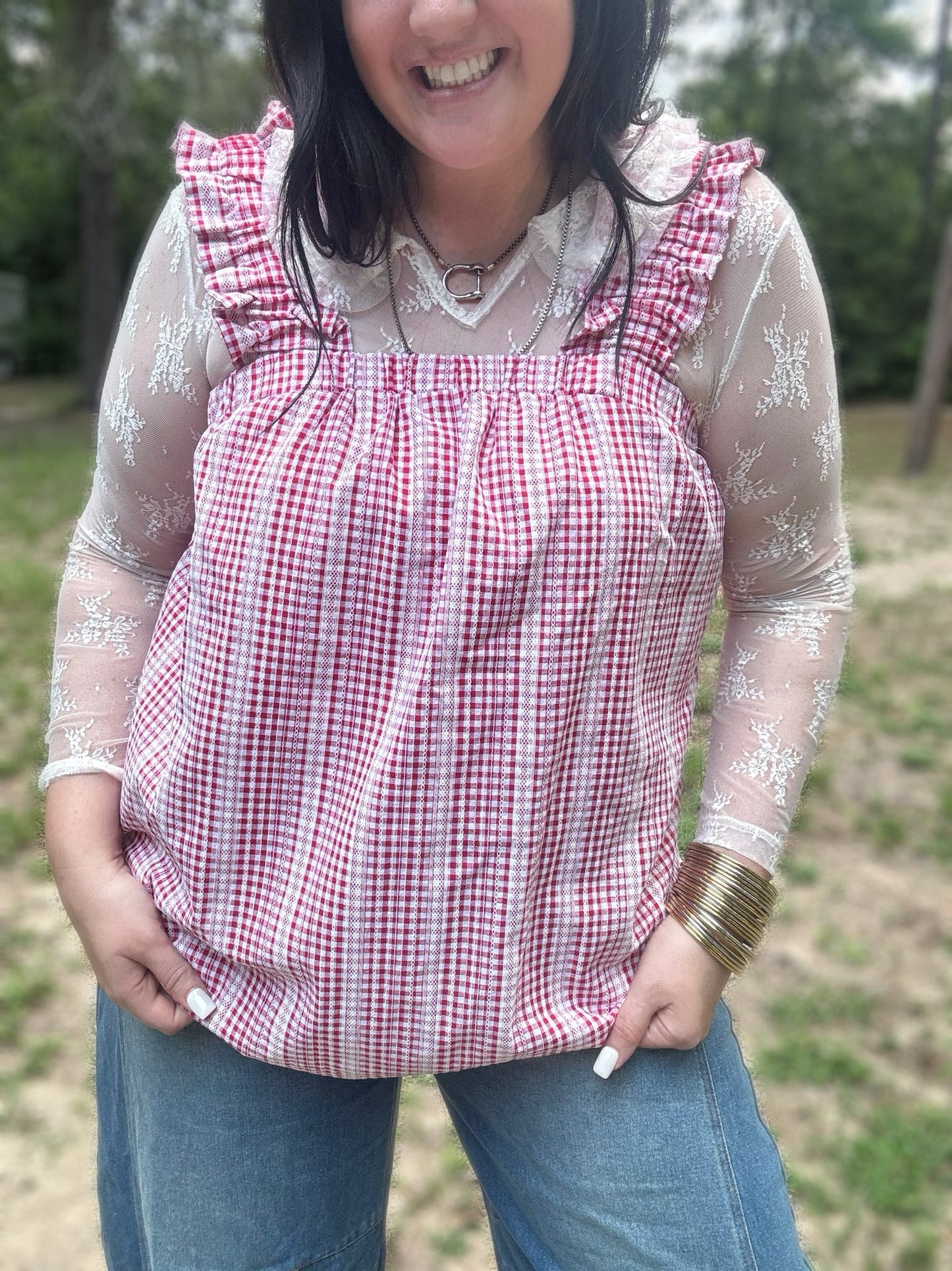 Ivory Lace Collard Mesh Top