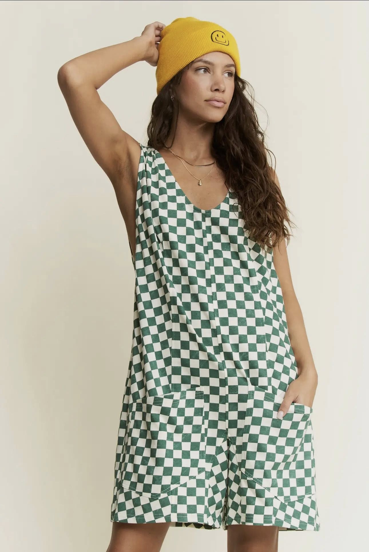 Green Checkered Romper