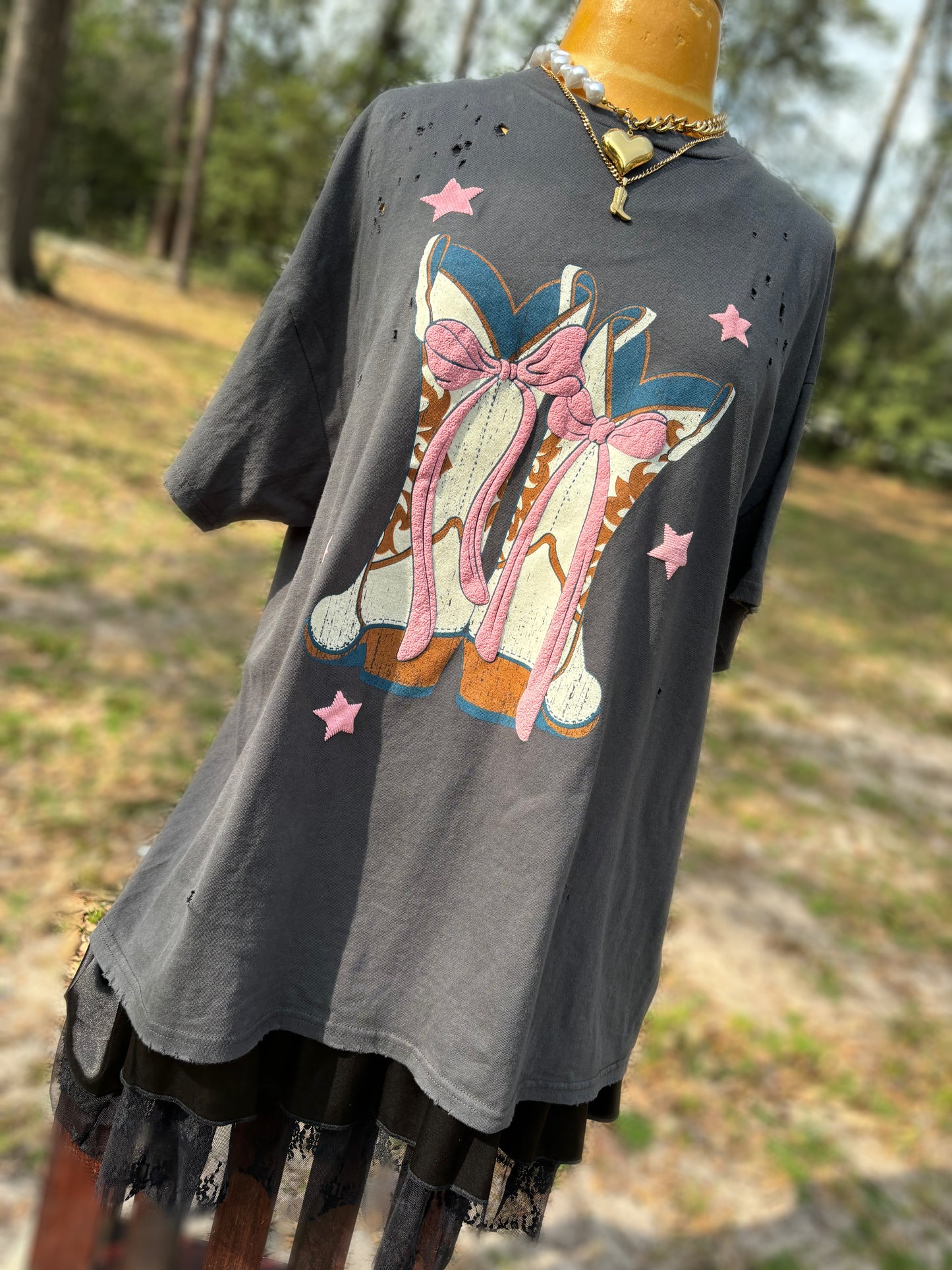 Boots & Bows Oversized Tee