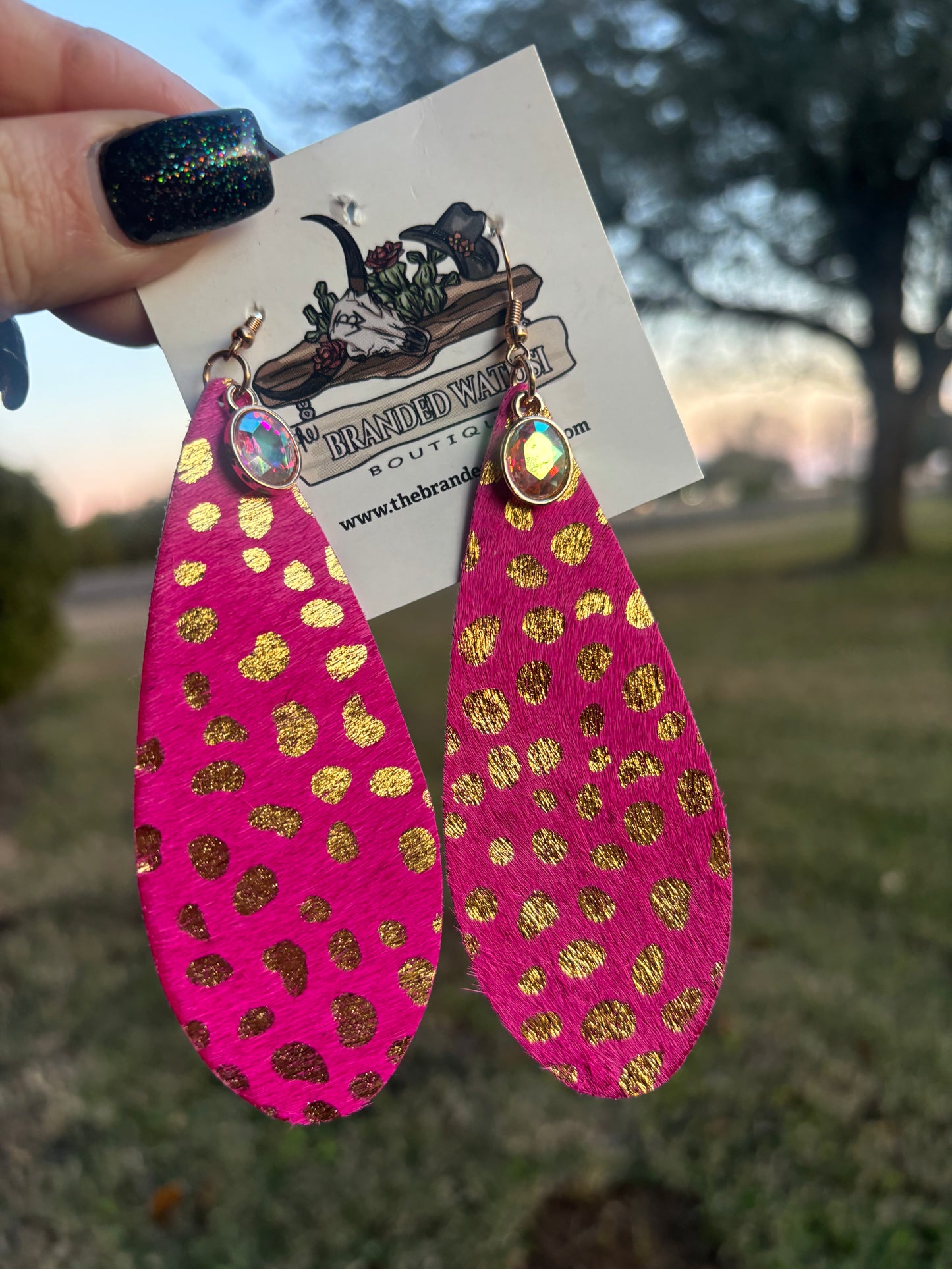 Speckled Pink Teardrop Earrings