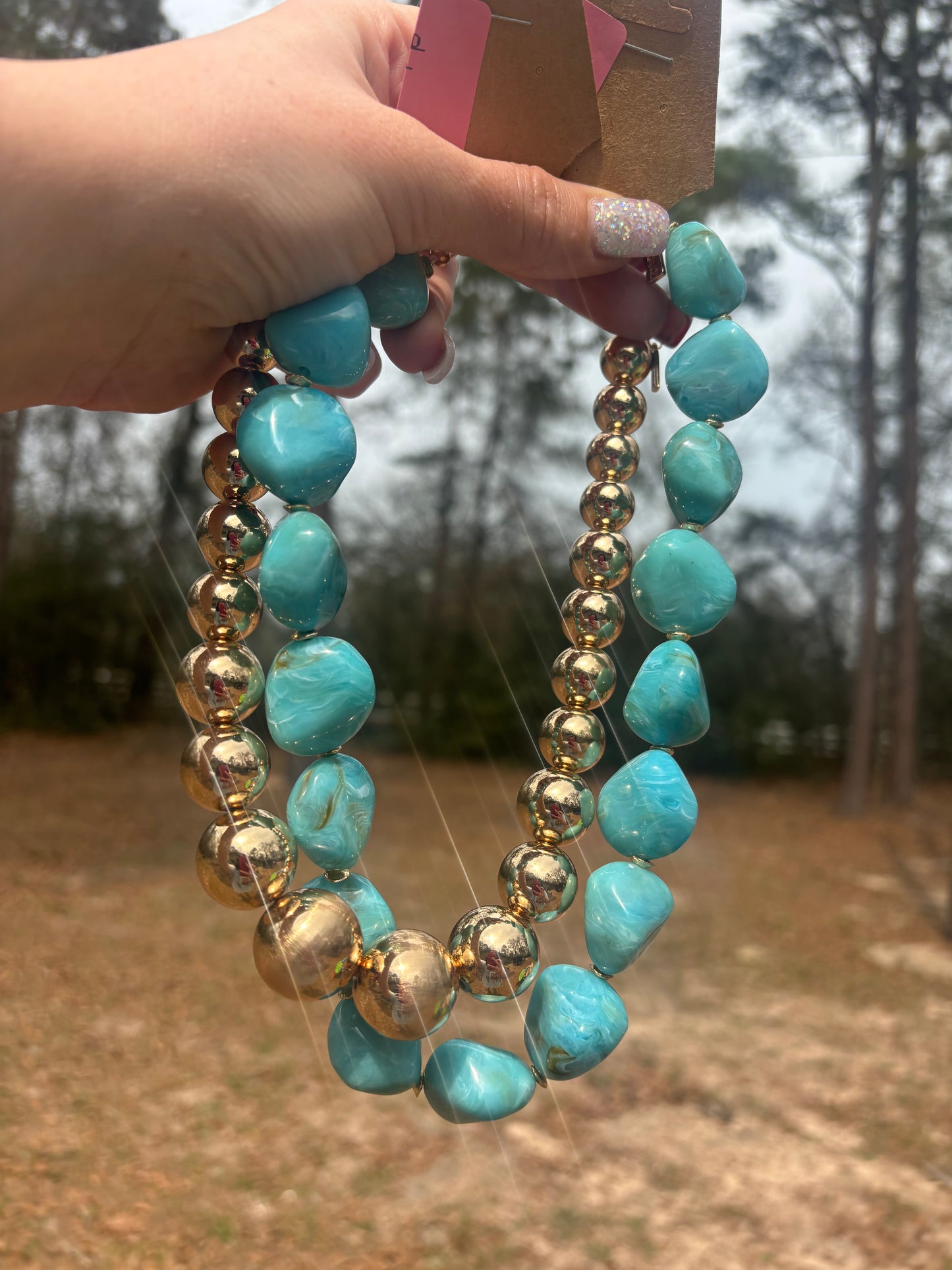 Chunky Turquoise Bead Necklace