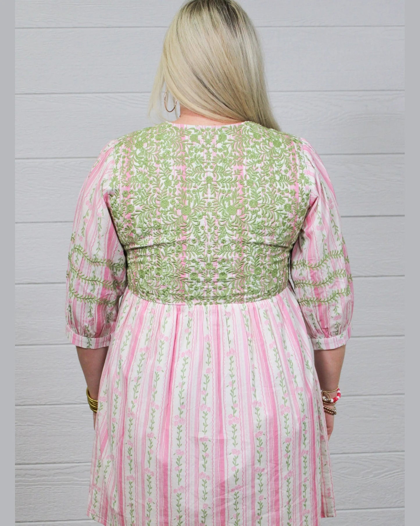 Helen Dress Pink & Green
