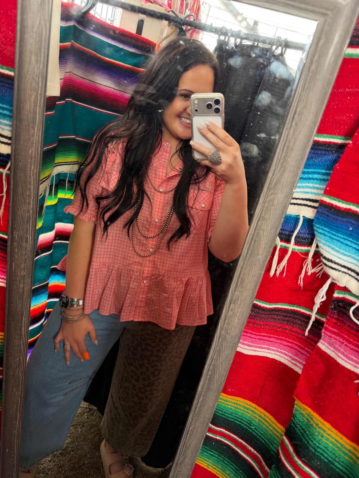 Denim Leopard Print Loose Fit Jeans