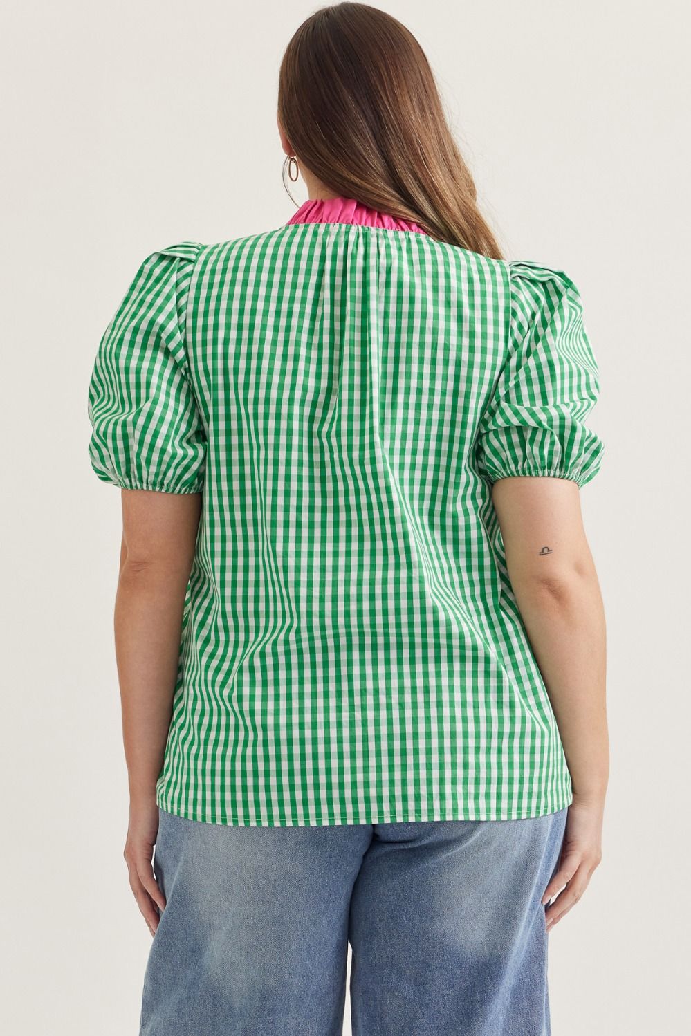 Gingham Puff Sleeve Top