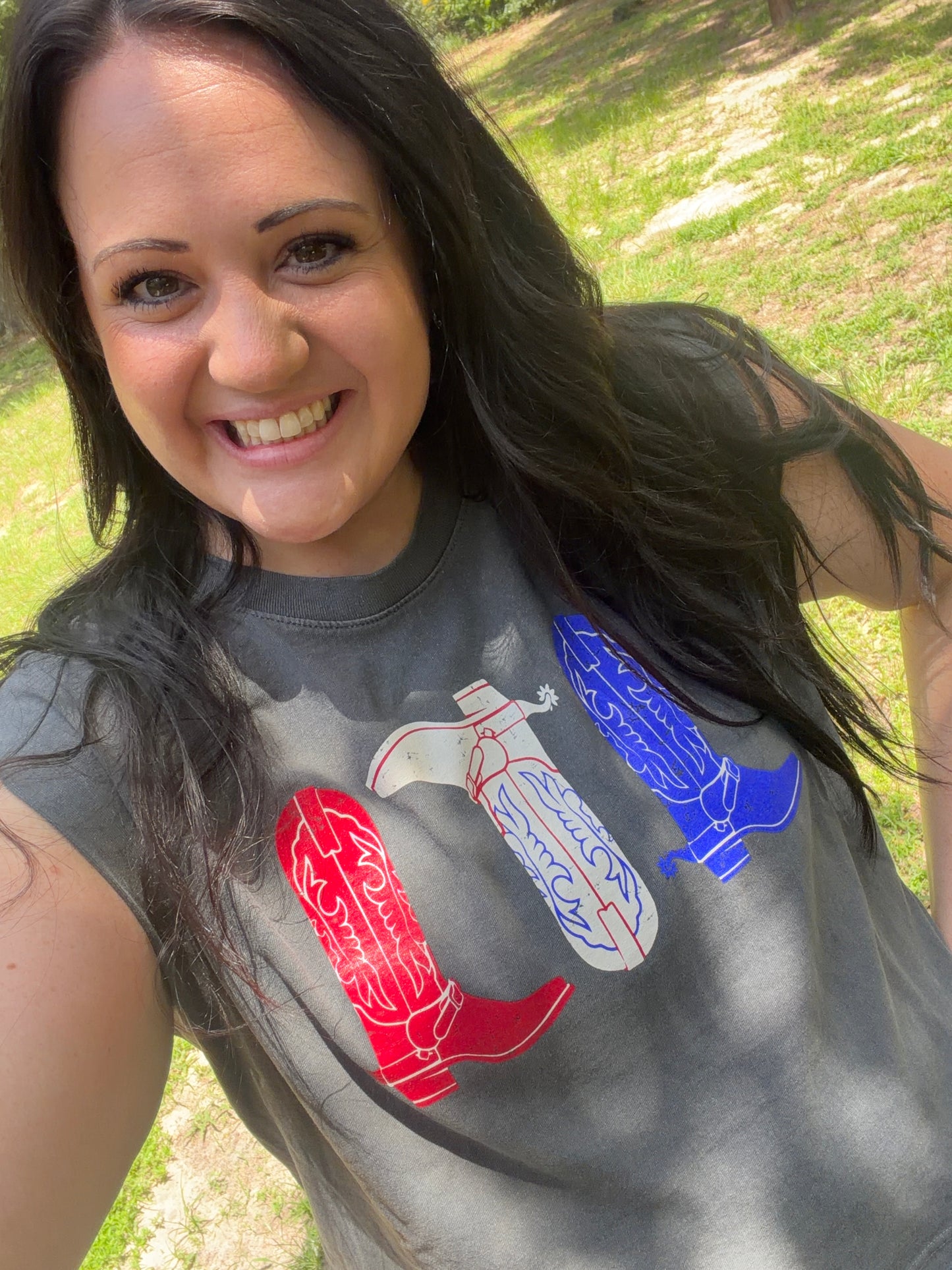 Red, White & Boots Tank