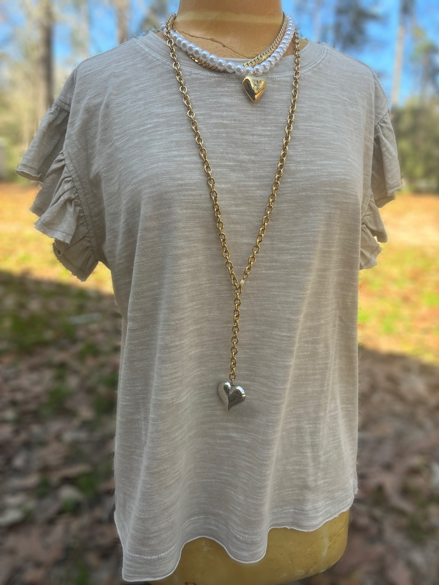 Dusty Khaki Wing Sleeve Top