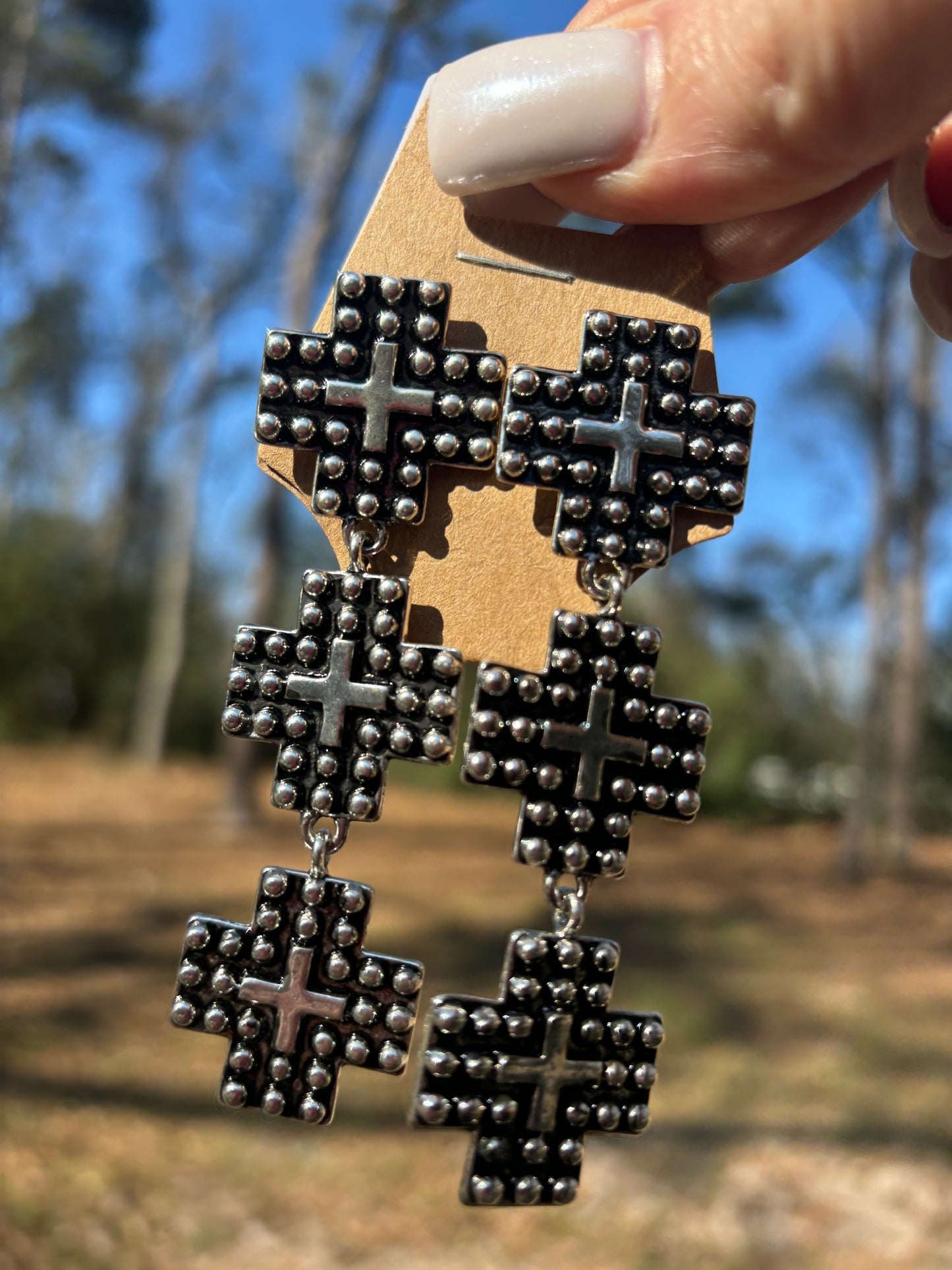 Studded Cross Earrings