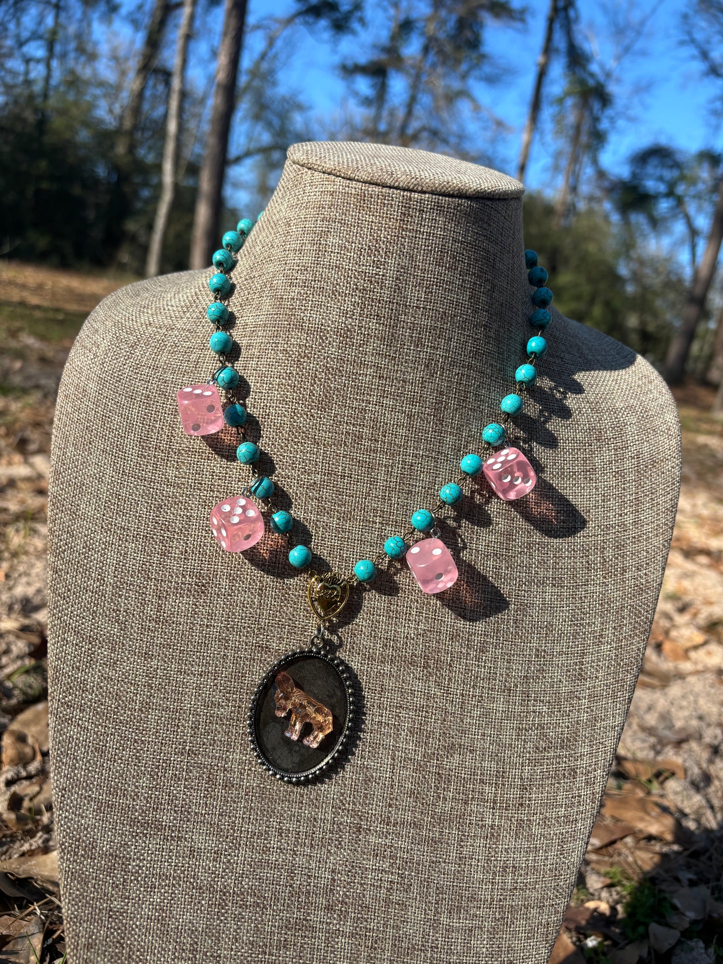 Pink Donkey Charm Necklace