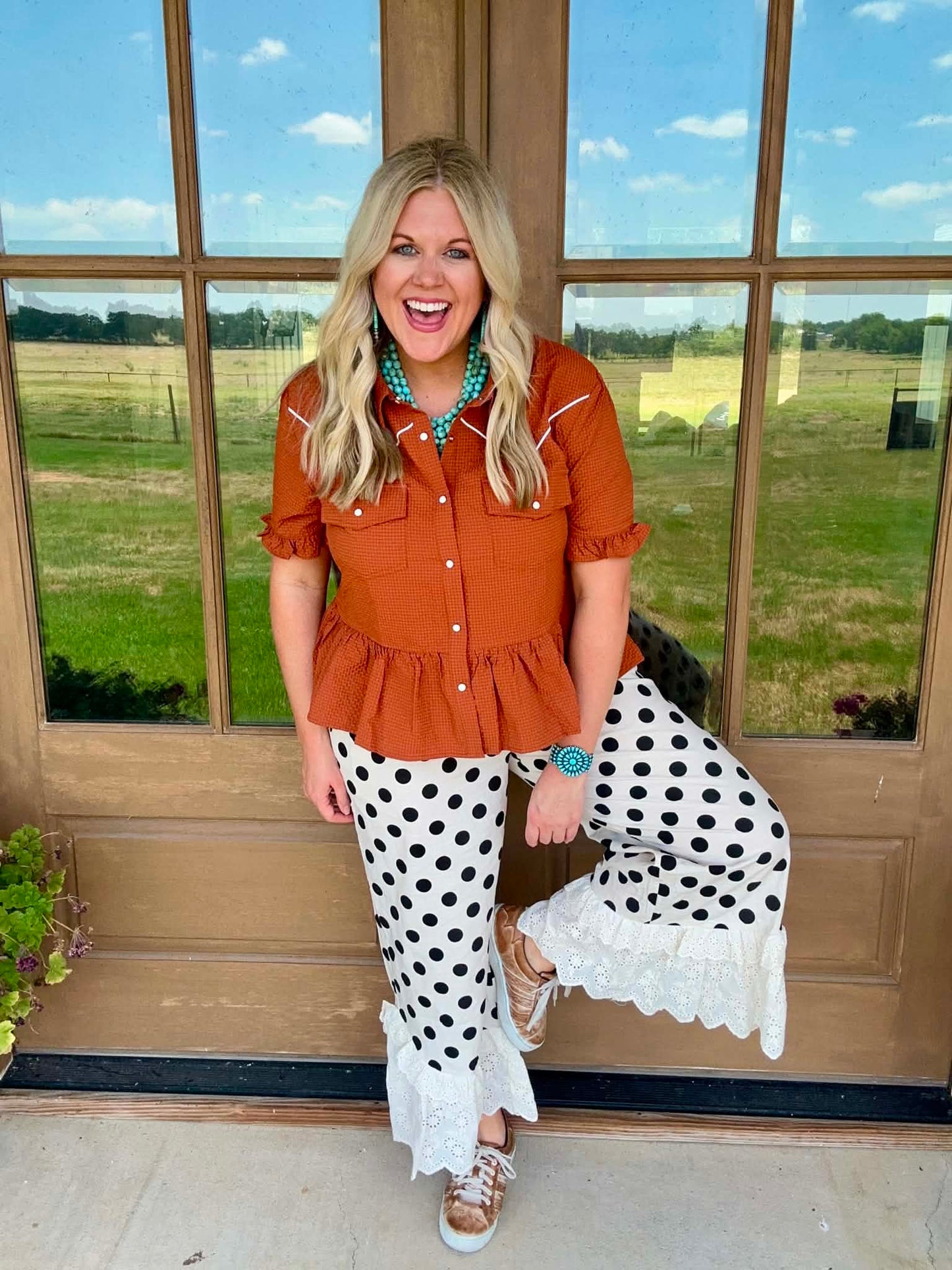 Cream & Black Polka Dot Pants