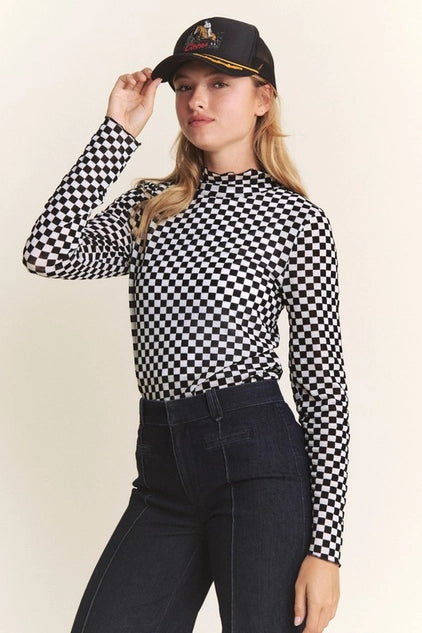 Checkered Mesh Top
