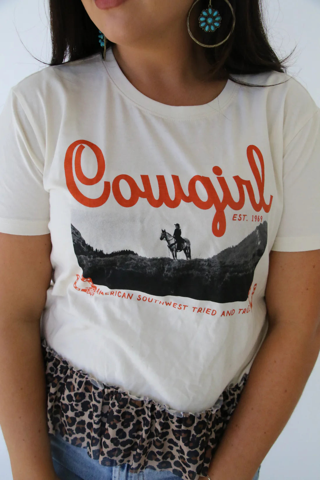 Cowgirl Leopard Ruffle Top