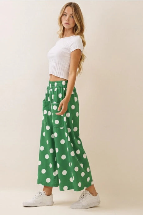 Green & White Polka Dot Pants