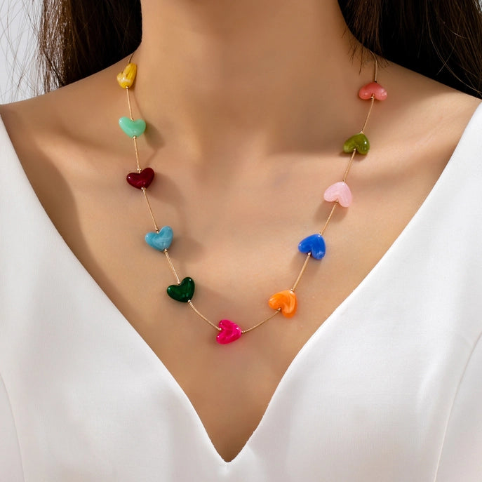 Multi Color Heart Necklace