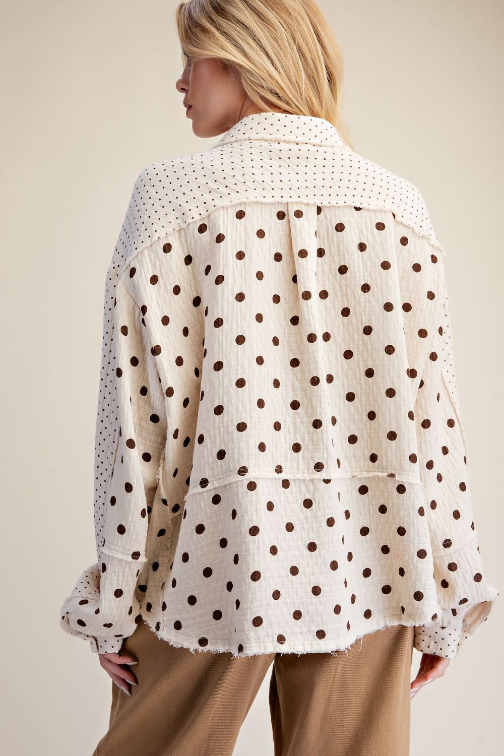 Natural Longsleeve Mix Dots Button Up