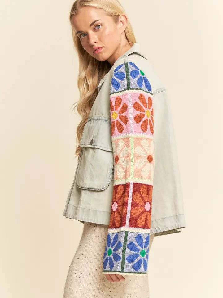 Multi Patch Sweater Sleeve Jacket