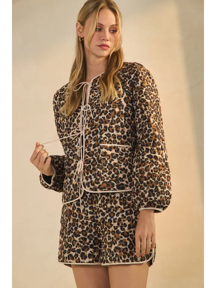 Quilted Animal Print Shorts