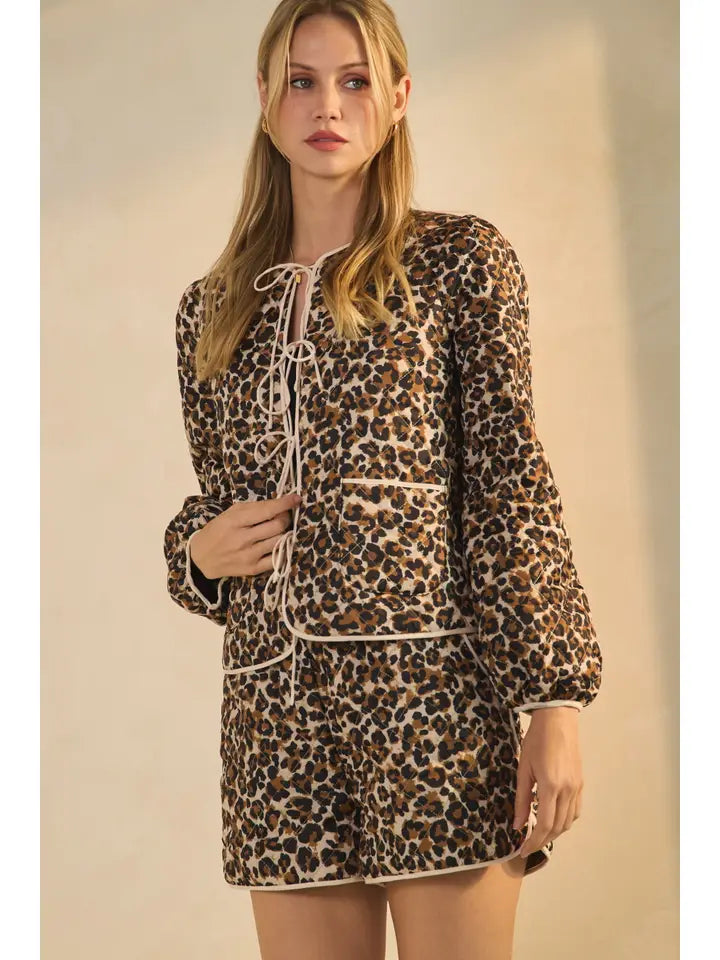 Quilted Animal Print Shorts