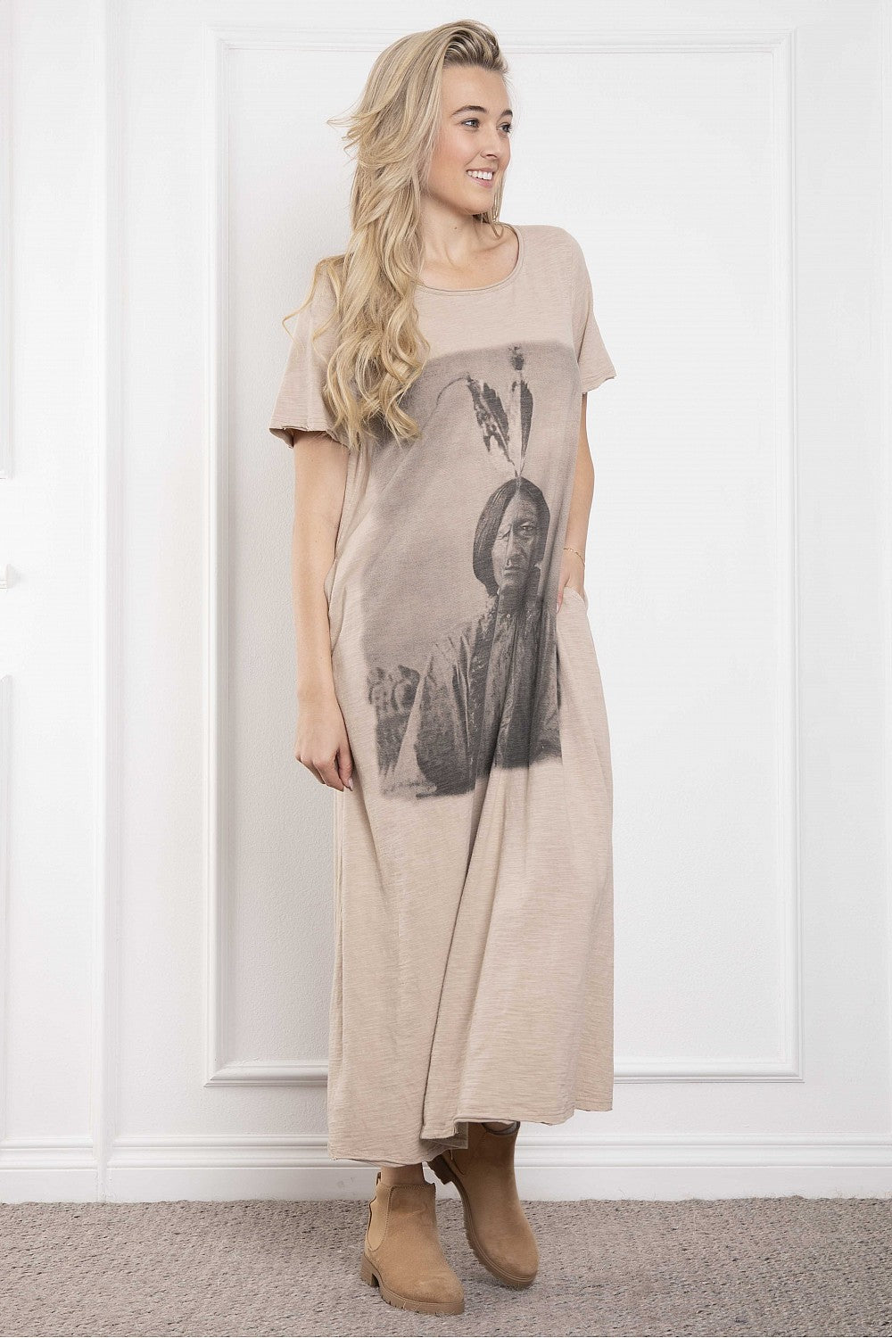 Indian Print Washed Maxi Dress