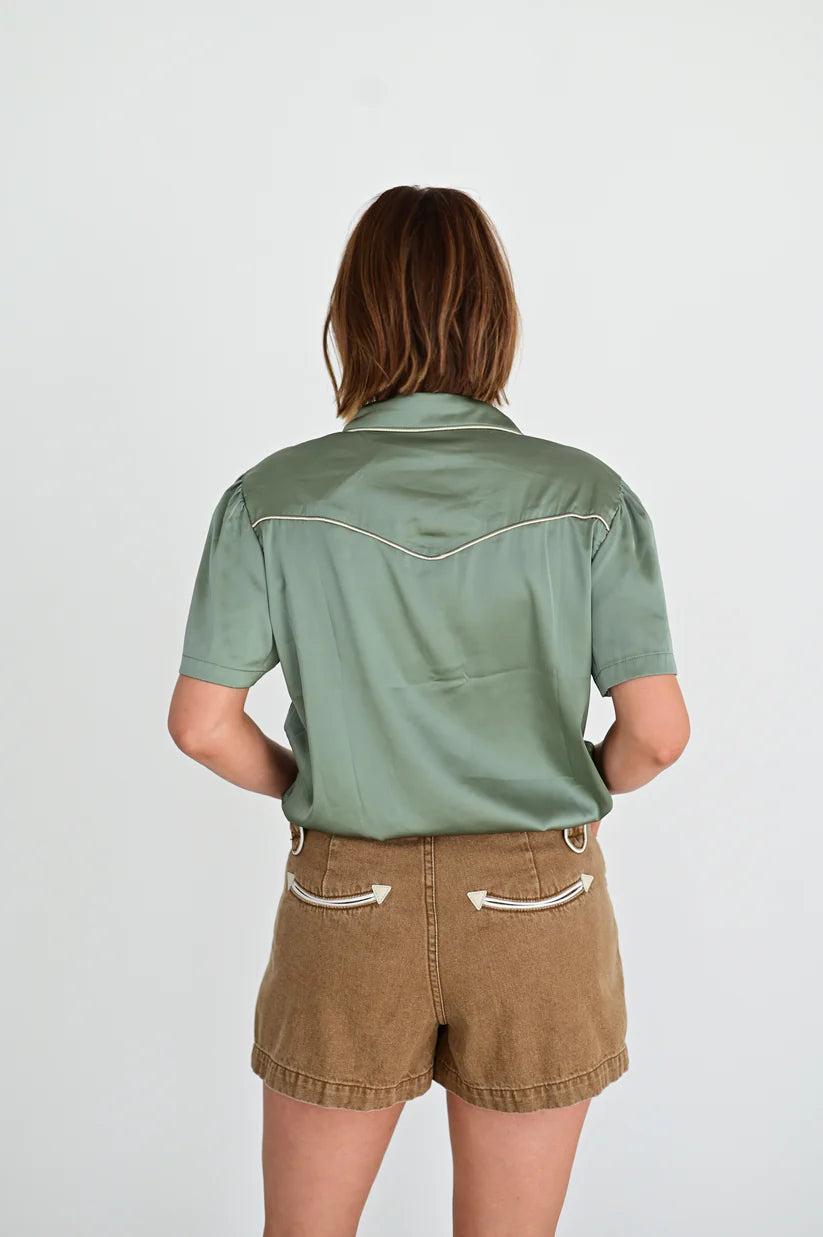 Tan Denim Arrow Shorts