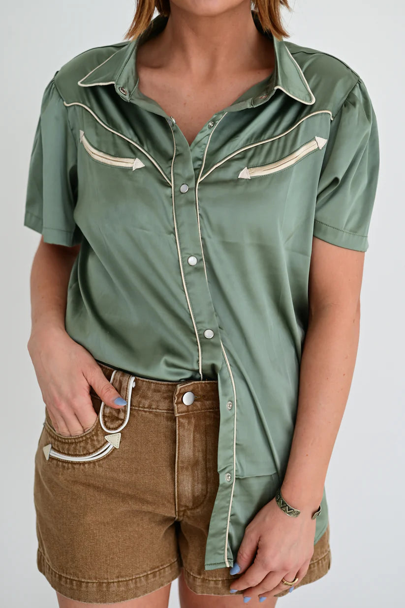 Tan Denim Arrow Shorts