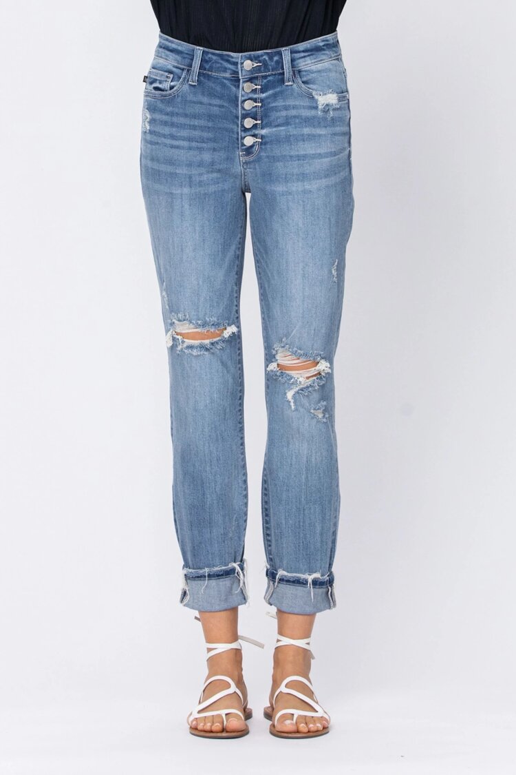 Judy Blue Multi Button Boyfriend Jean