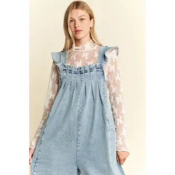 Flutter Sleeve Denim Jumpsuit