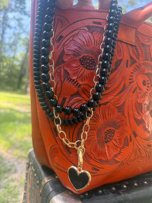 Black & Gold Heart Charm Necklace