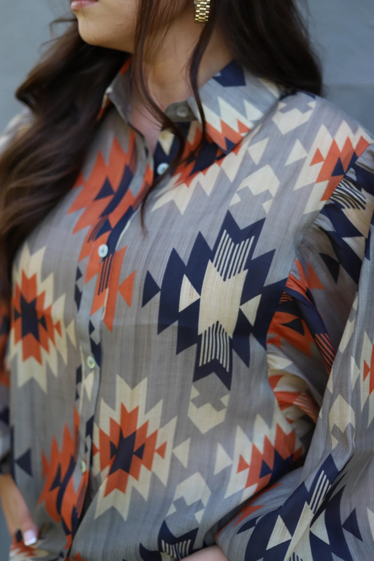 Navy Aztec Top