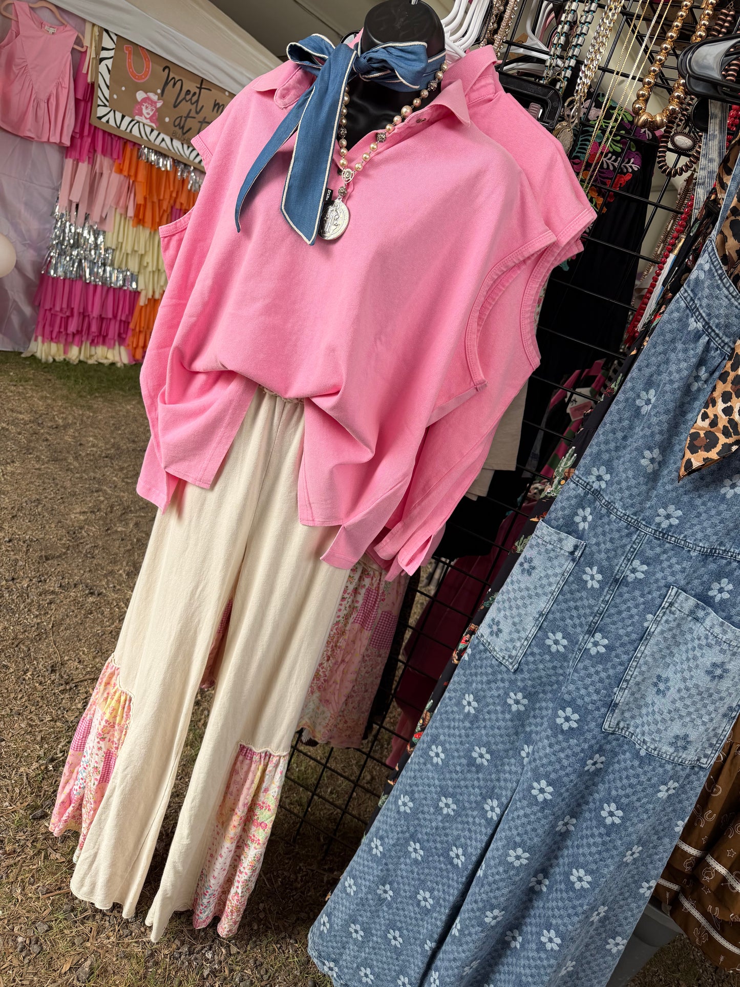 Oversized Pink Sleeveless Top