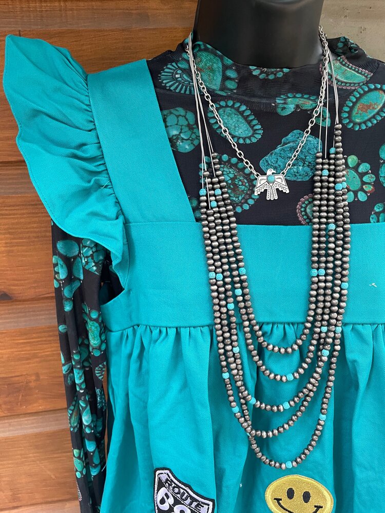 Turquoise Patch Dress