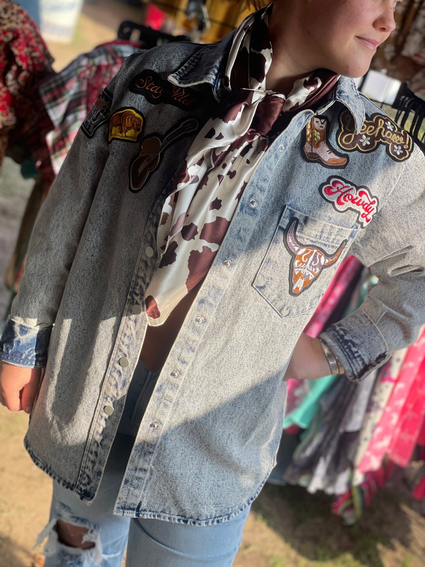 Yeehaw Patchwork Denim Shacket