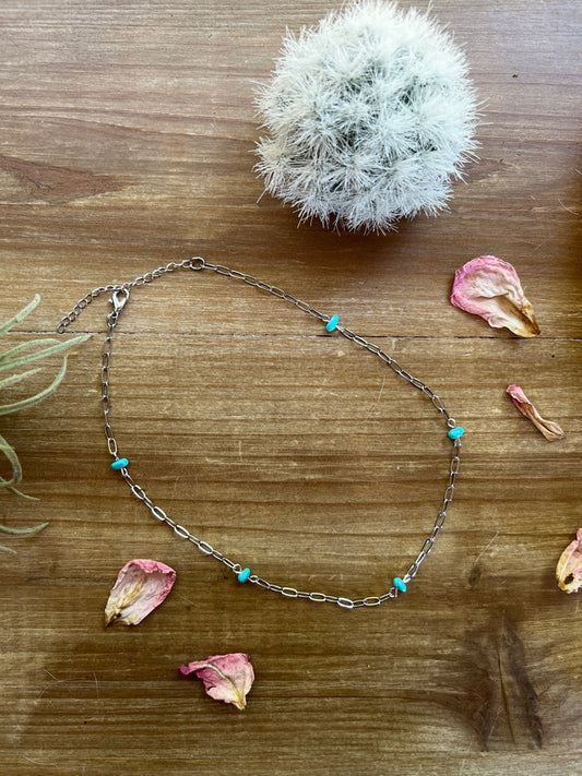14" Chain Choker with Kingman Turquoise