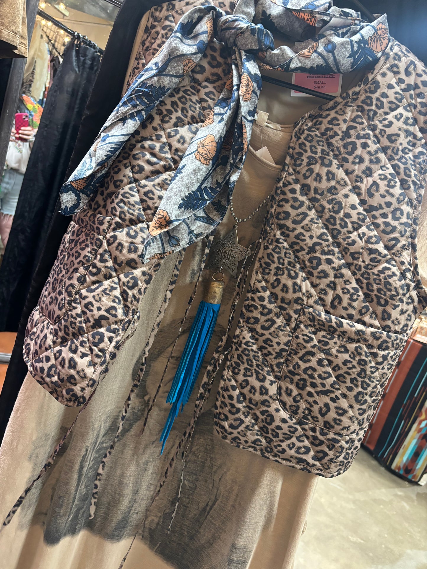 Leopard Print Front Tie Vest