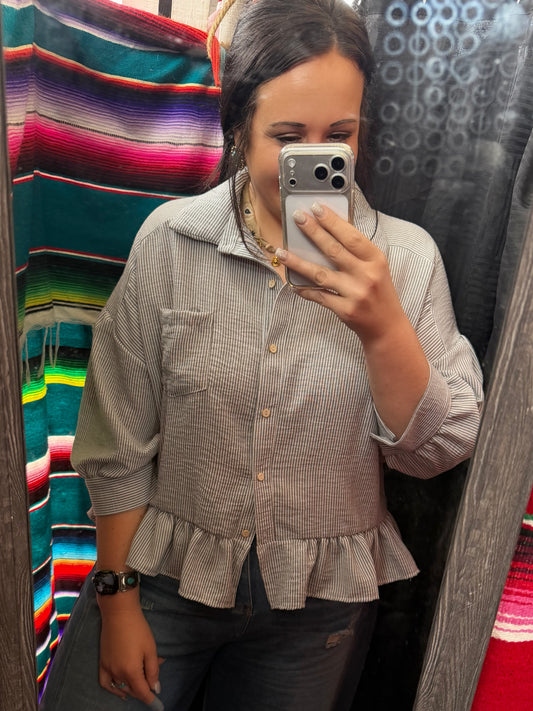 Puff Sleeve Stripe Top