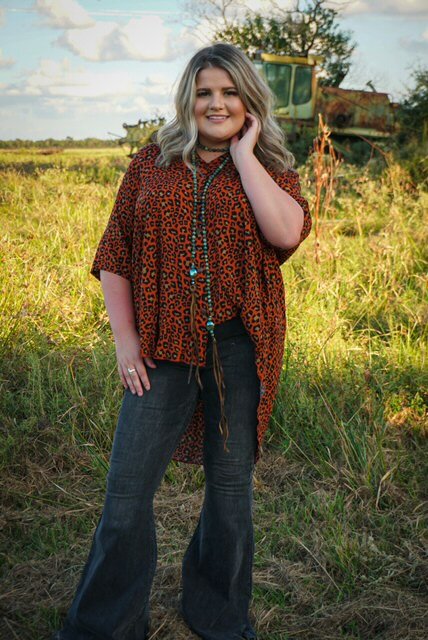 Rust Animal Print Top