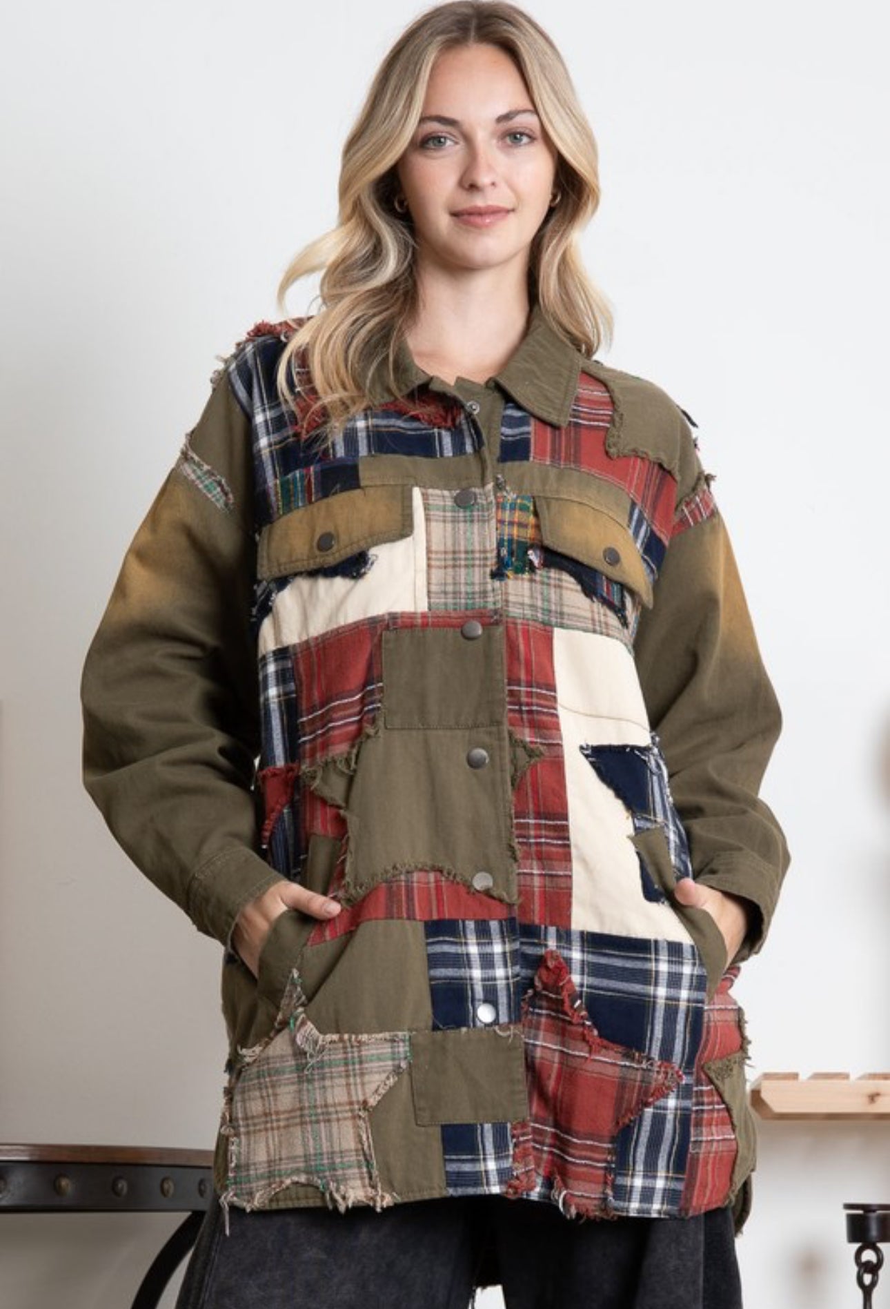 Star Patch Plaid Jacket