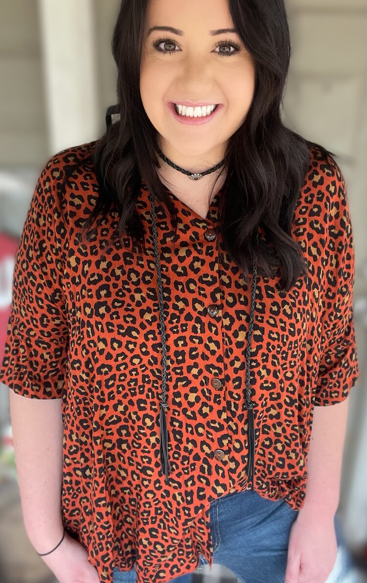 Rust Animal Print Top