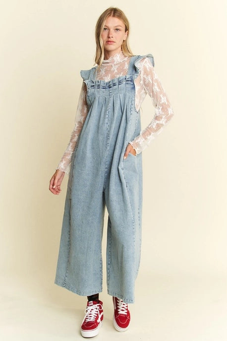 Flutter Sleeve Denim Jumpsuit