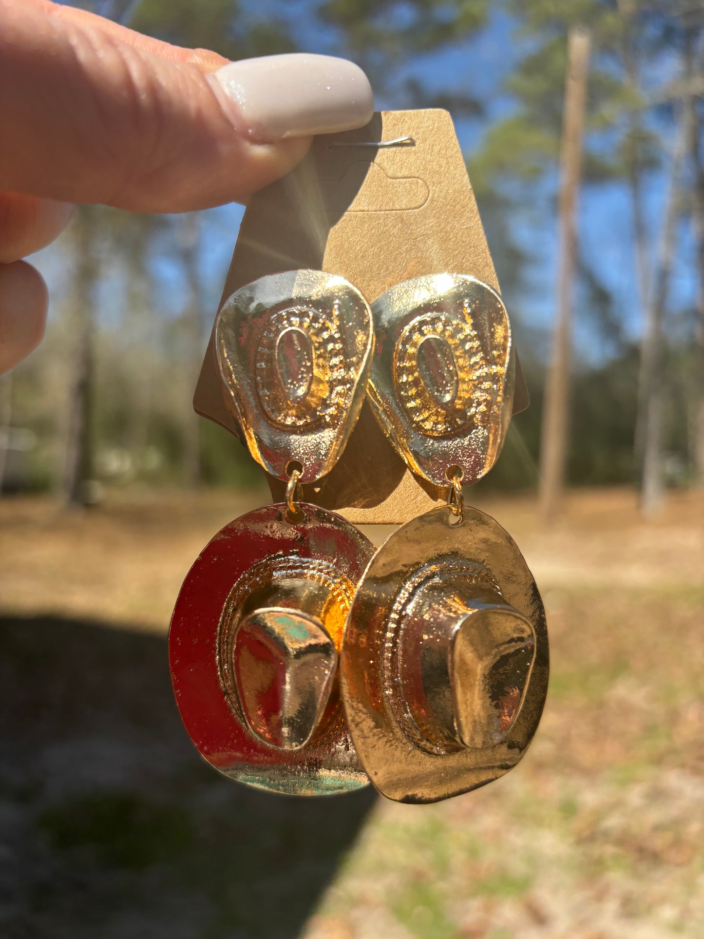 Gold Cowboy Hat Earrings