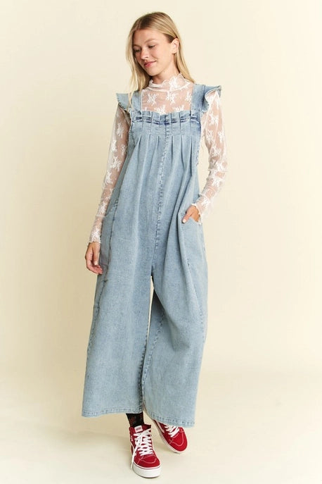 Flutter Sleeve Denim Jumpsuit