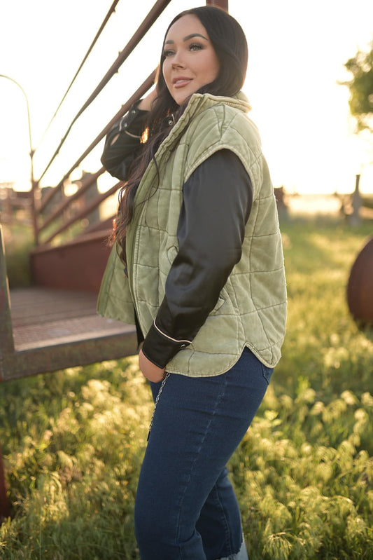 Olive Quilted Vest