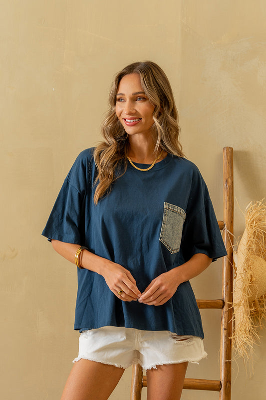 Navy Denim Pocket Tee