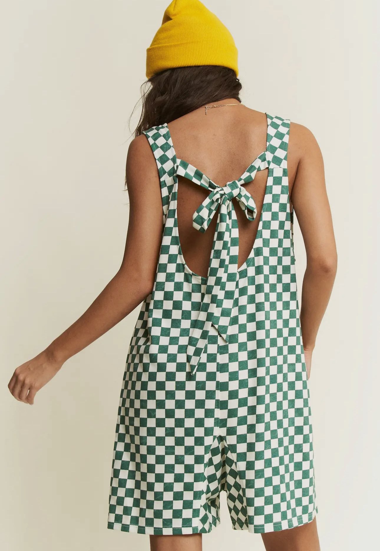 Green Checkered Romper