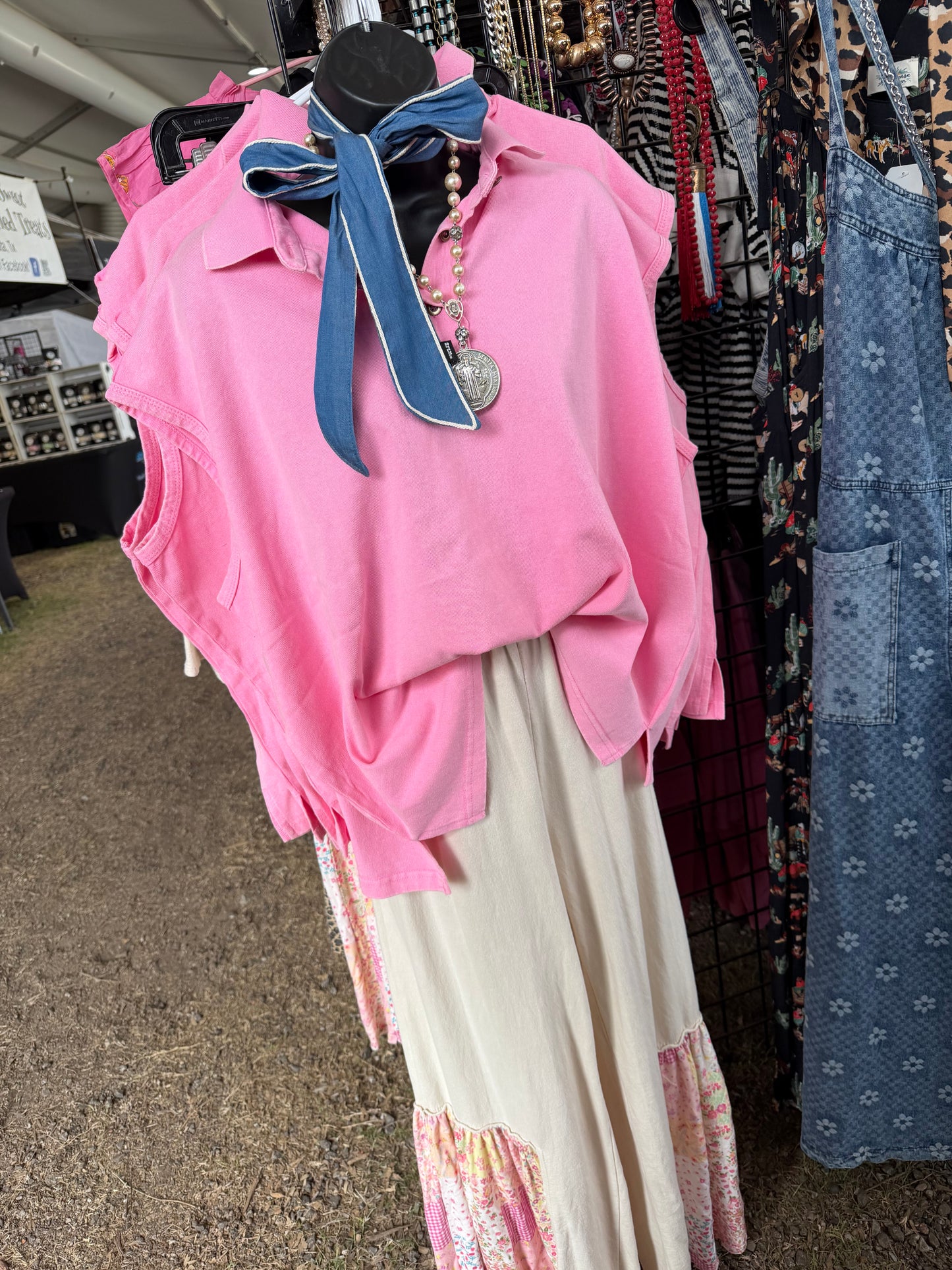 Oversized Pink Sleeveless Top