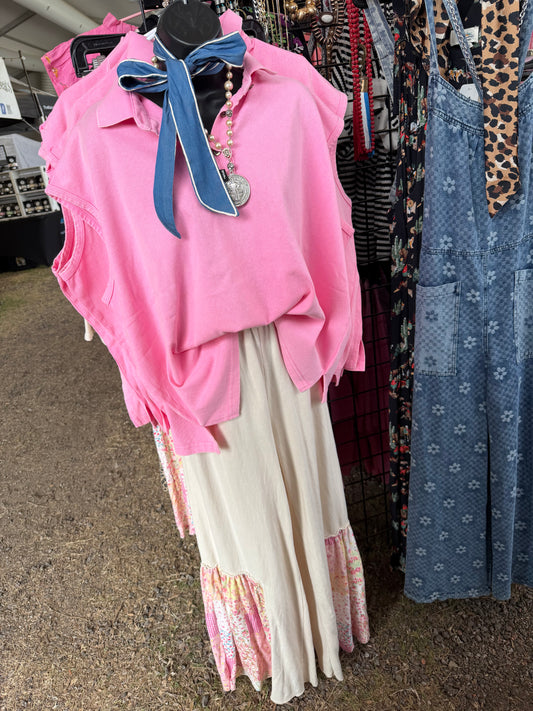 Oversized Pink Sleeveless Top