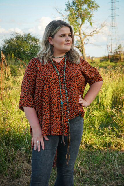 Rust Animal Print Top