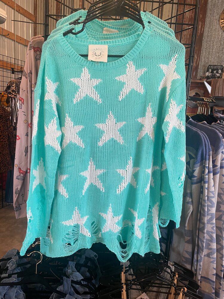 Star Distressed Sweater