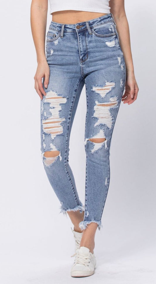 Judy Blue Shark Hem Skinnies