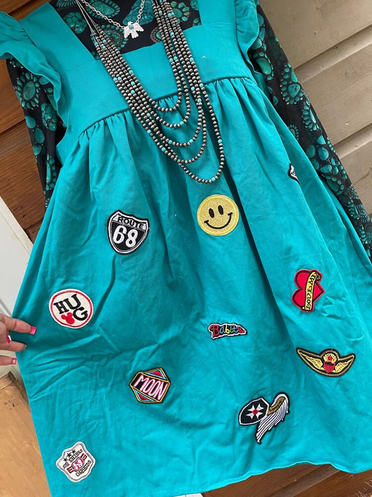 Turquoise Patch Dress