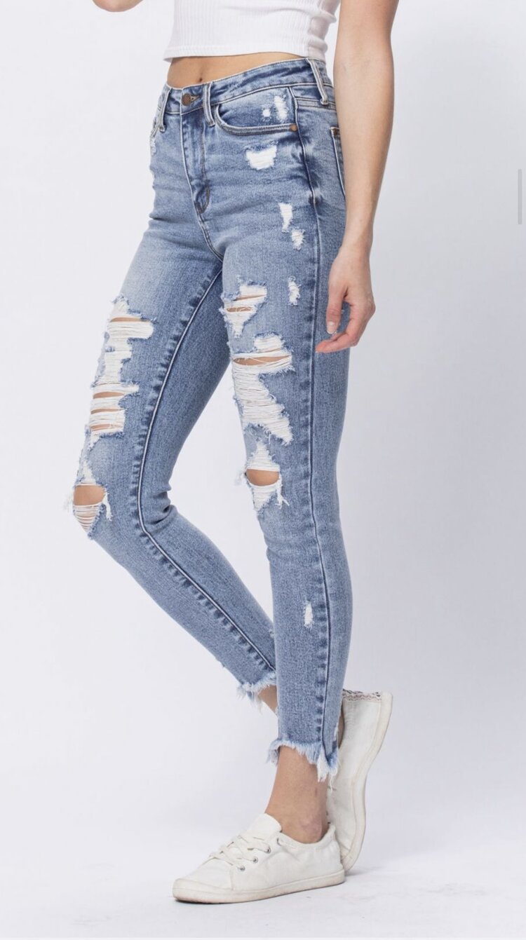 Judy Blue Shark Hem Skinnies